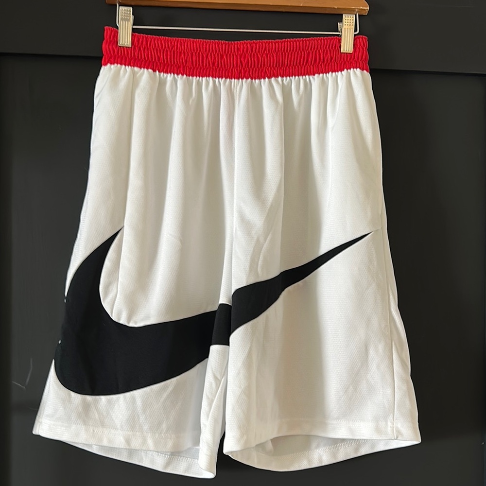 Nike White Dri-Fit athletic shorts with Red Waistband